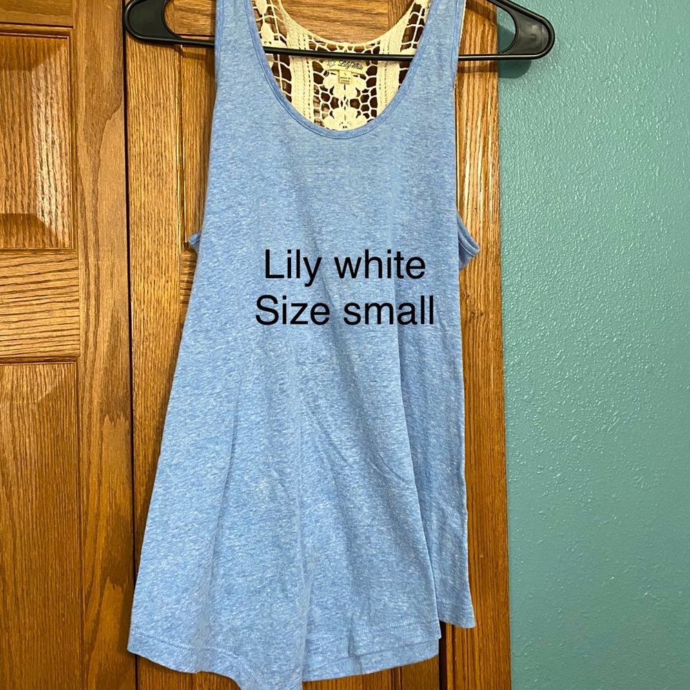 Lace Back Blue Tank with ombré lace